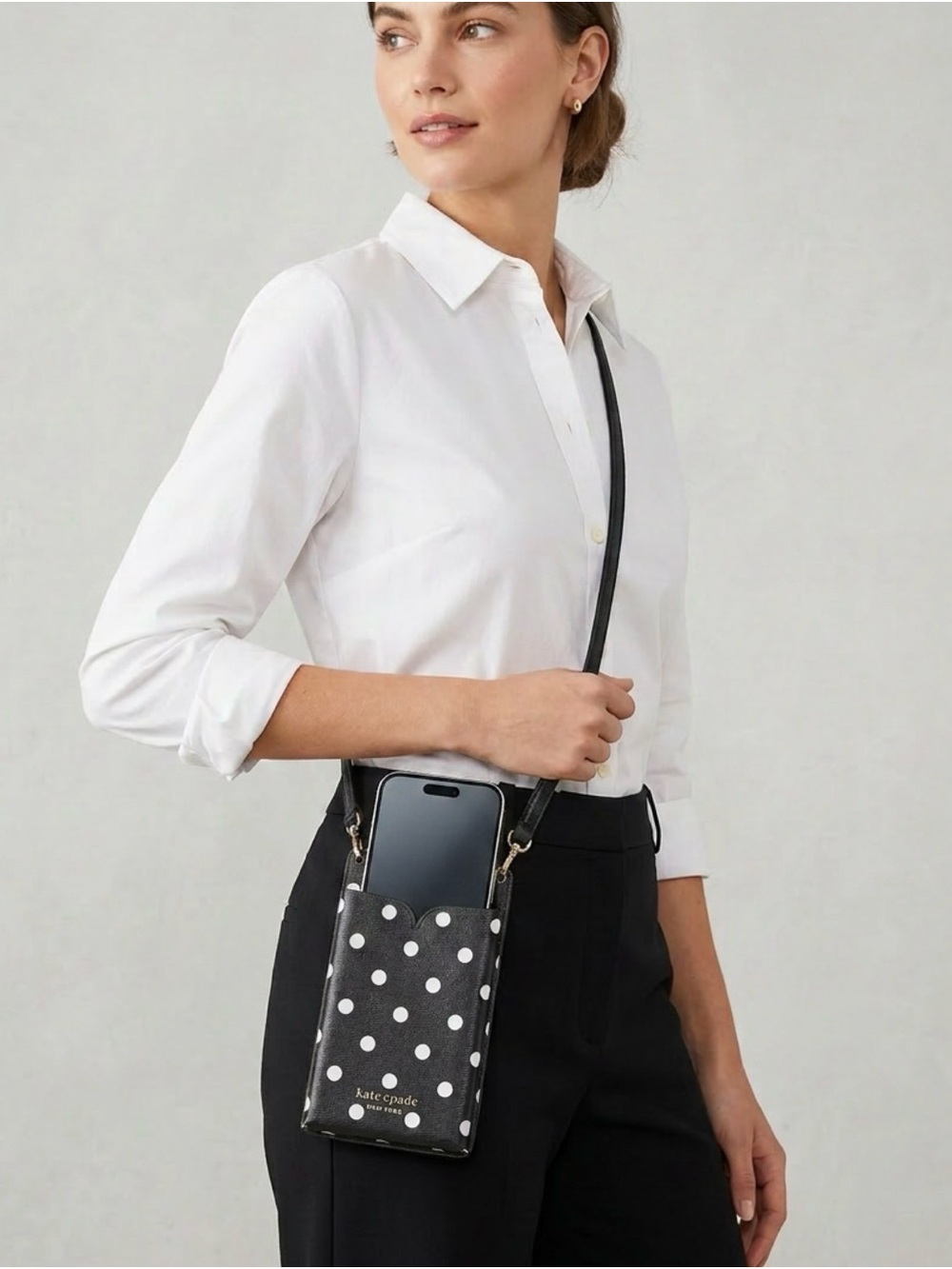 kate spade ♠️ Polka Dot Crossbody Phone Pouch w/(unbranded strap)